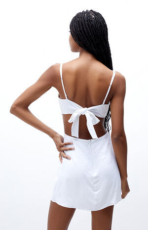 Tie Back Linen Mini Skort Dress image number 3