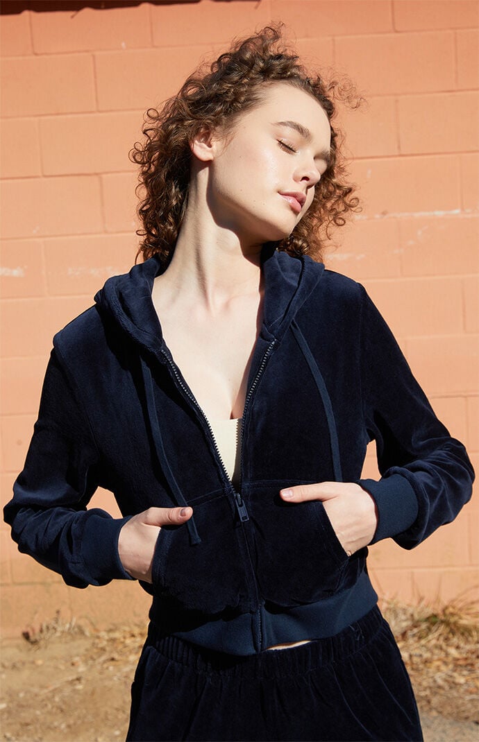 Velvet zip online hoodie