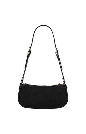 Black Horseshoe Chain Denim Shoulder Bag image number 4