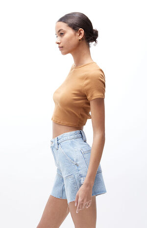 Light Blue Cutoff Workwear Shorts image number 3