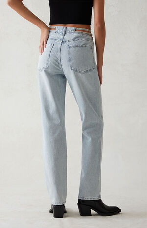 Light Blue Sparkle Dad Jeans image number 4