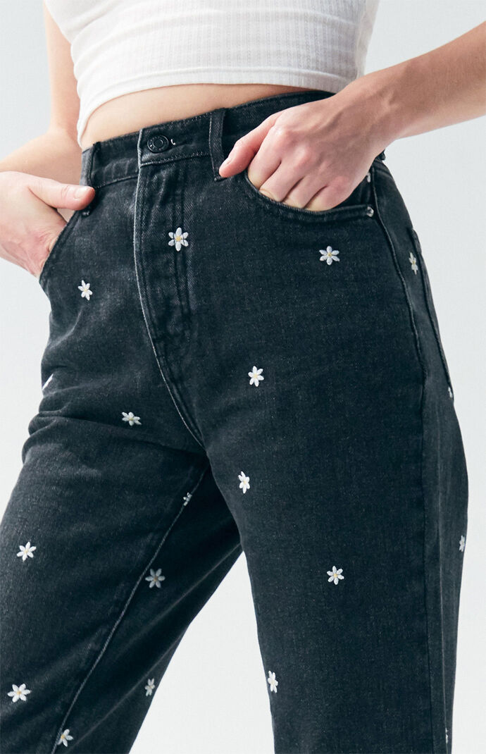 pacsun noir black high waisted straight leg jeans