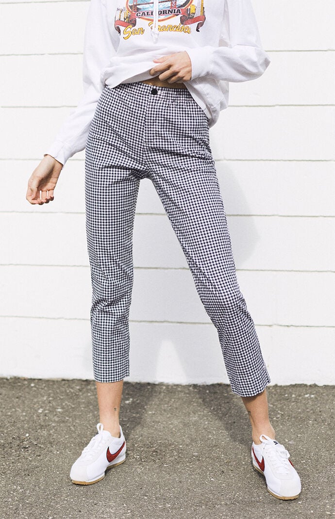 high rise gingham pants