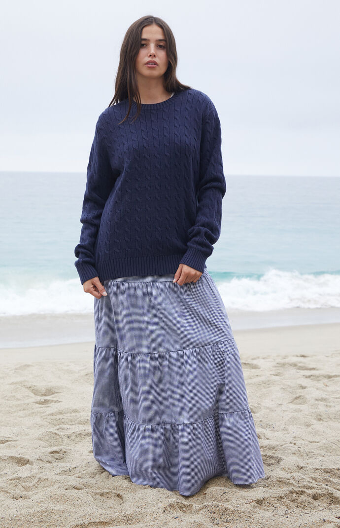 John Galt Navy Cable Knit Sweater