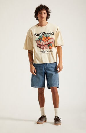 Medium Blue Baggy Denim Shorts image number 6