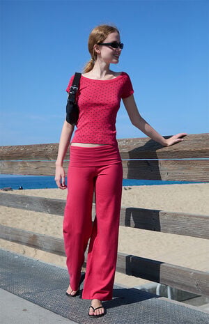 Red Ginny Polka Dot Off-The-Shoulder Top image number 4
