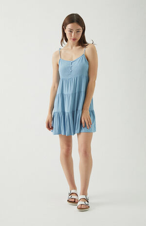 Button Front Tiered Mini Dress image number 1