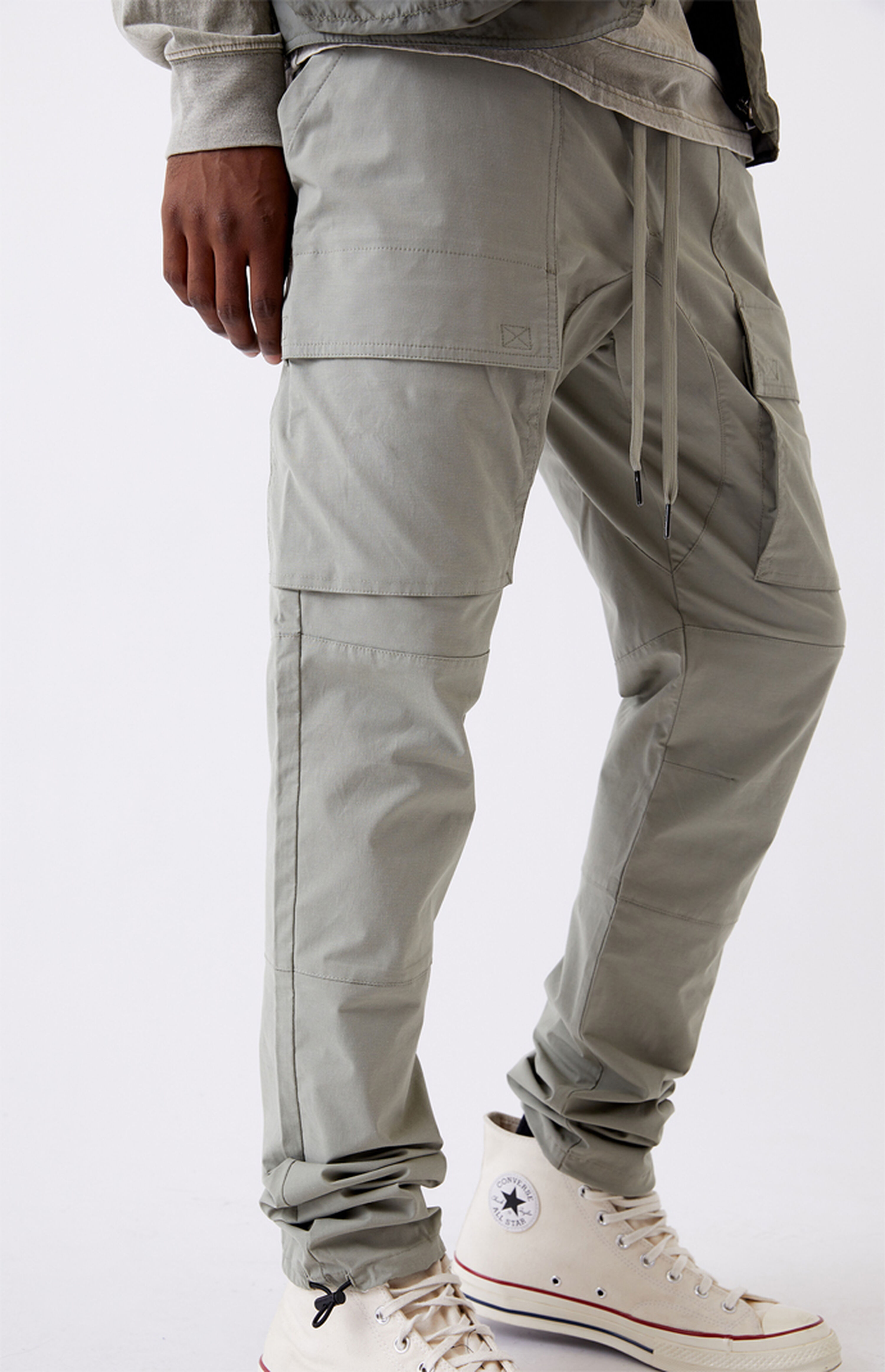 PacSun Utility Light Olive Nylon Slim Cargo Pants PacSun