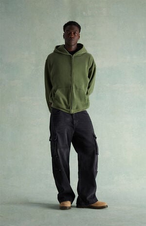 Black Washed Cargo Extreme Baggy Jeans image number 6