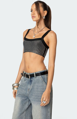 Rhinestone Ribbed Crop Top image number 3
