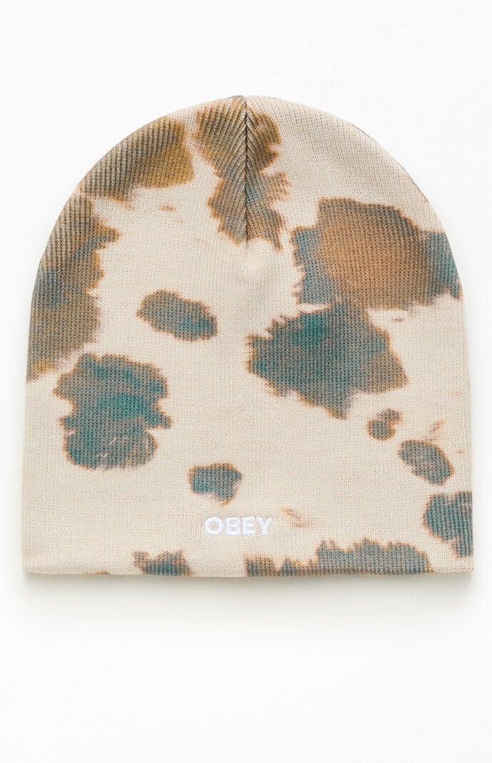 Obey Silo Printed Skull Beanie In Multi