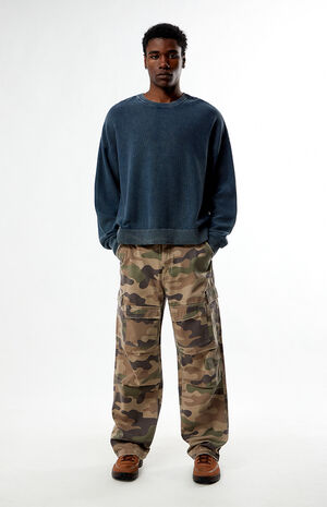 Blue Textured Crew Neck Sweater Blue Textured Crew Neck Sweater image number 4