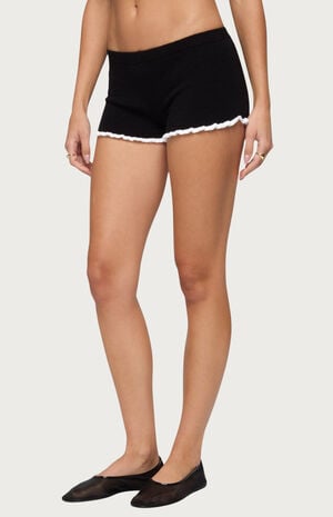 Saffra Contrast Ruffle Knit Shorts image number 2