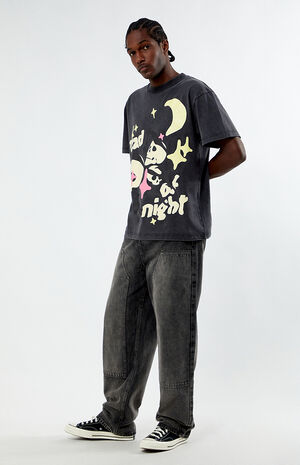 Black Acid Wash Carpenter Extreme Baggy Jeans image number 1