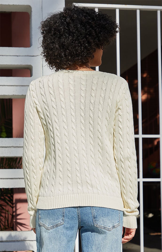 John Galt Cream Amalie Cable Knit Cardigan