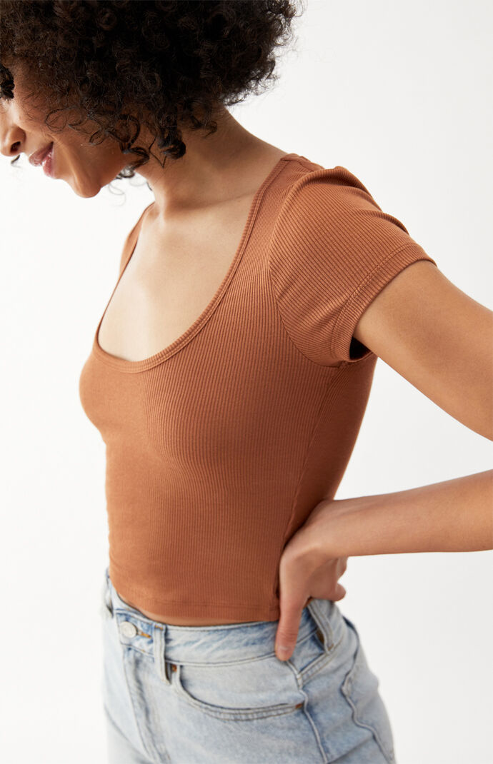Jade Ribbed Scoop T-Shirt