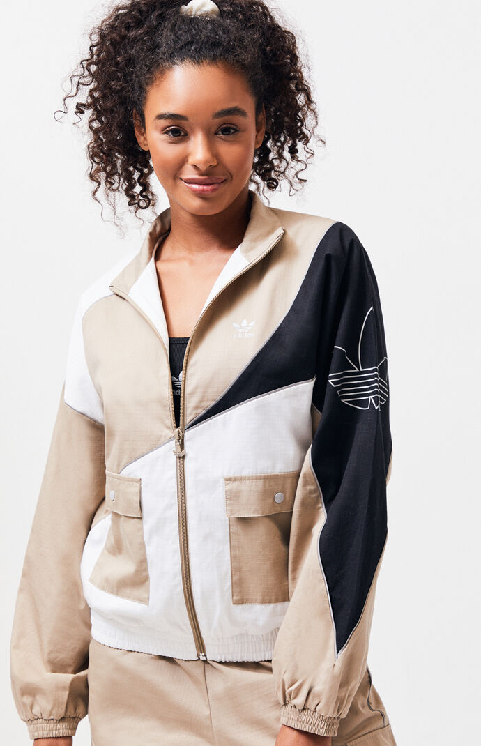tan adidas track jacket