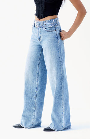 Jessie Medium Indigo Western Belt High Waisted Baggy Jeans image number 4