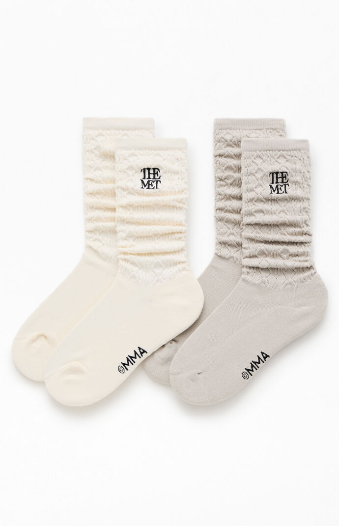 The Met x Pacsun 2 Pack Cable Knit Crew Socks