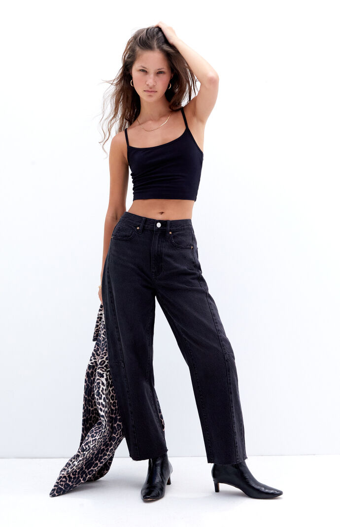 Pacsun Black Cropped Barrel Jeans