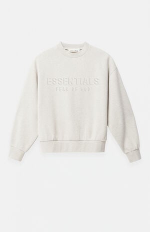 Heather Oatmeal Embossed Classic Crew Neck Sweatshirt image number 1