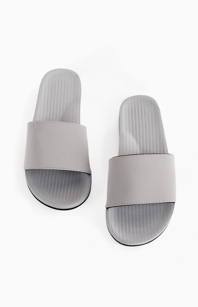 Gray ESSNTLS Slide Sandals