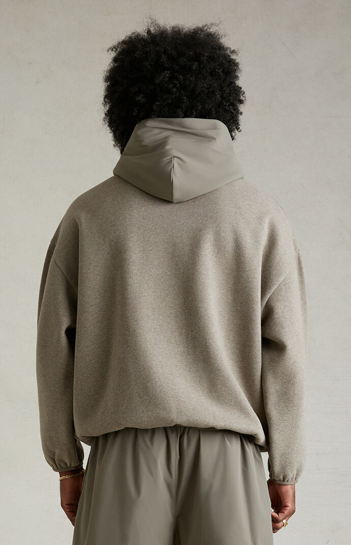Fear of God ESSENTIALS Heather Grey Dust Nylon Fleece Hoodie | Pacsun