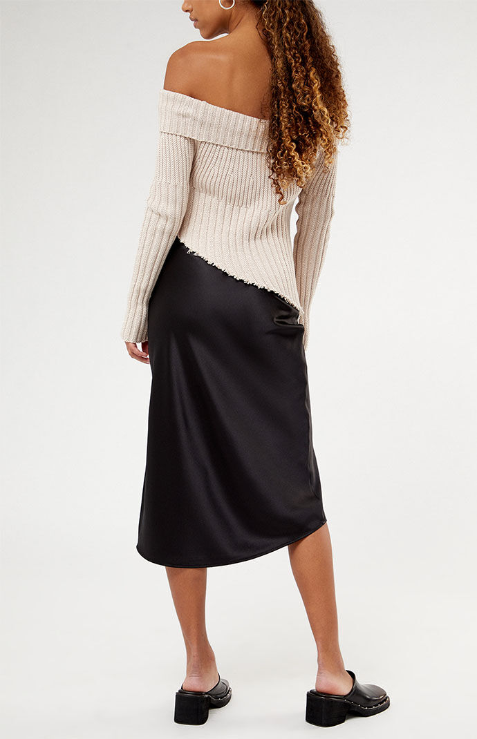 Satin midi outlet skirt missguided