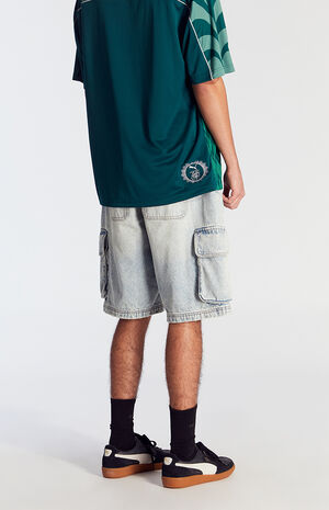 Light Indigo Cargo Baggy Denim Shorts image number 5