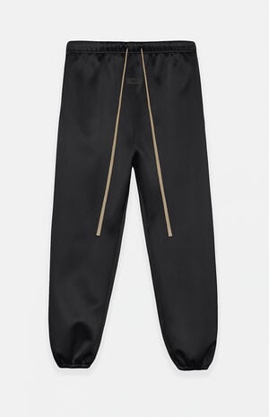 Women's Black Satin Sweatpants image number 1
