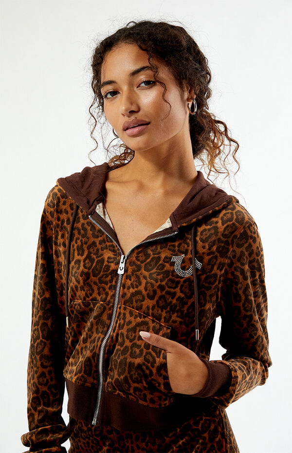 True Religion Leopard Velour Track Jacket PacSun