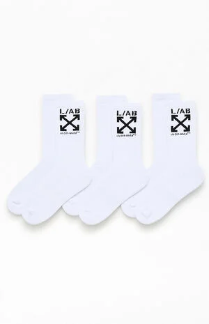 3 Pack White Clamp Arrows Crew Socks image number 1