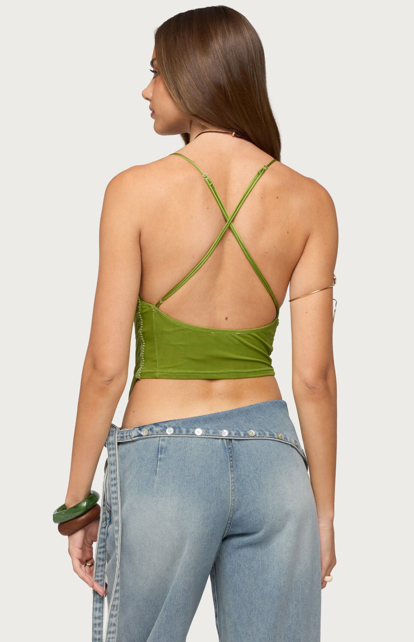 Edikted Elenie Fringed Cowl Neck Top