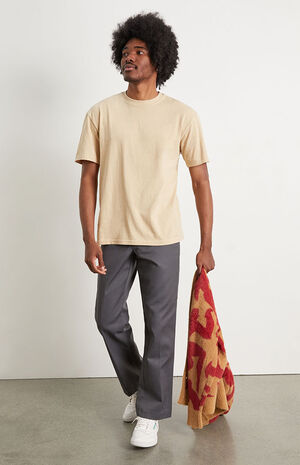 Cream Solid Regular Fit T-Shirt image number 4