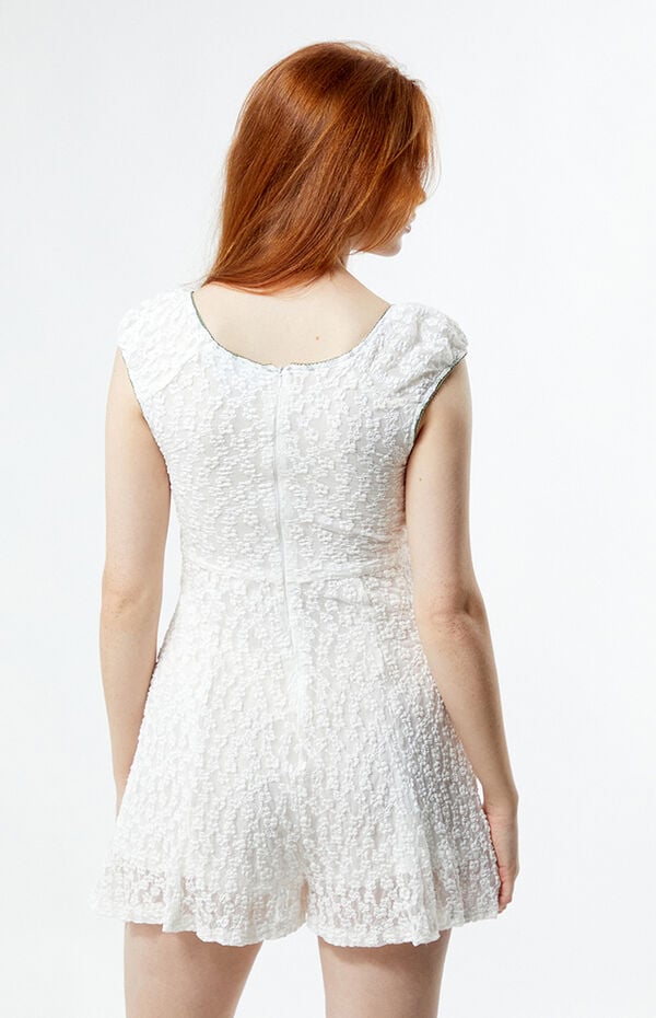 Jaidyn Lace Fishnet Romper with Bows Fits XS-L