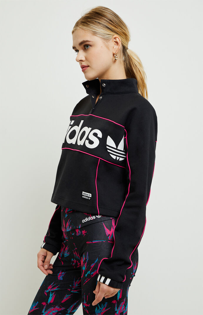 Big Logo Half Zip Crop Top