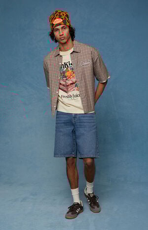 Medium Blue Baggy Denim Shorts image number 2