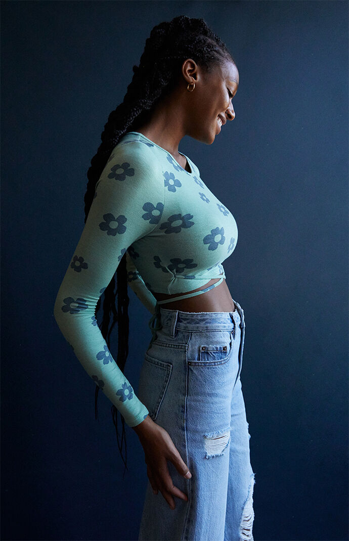 PacCares Belted Long Sleeve Crop Top PacSun