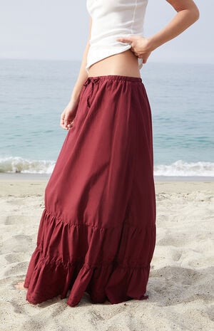 Burgundy Olive Maxi Skirt image number 2