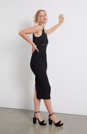 Naomi Ink Blue Linen Midi Dress
