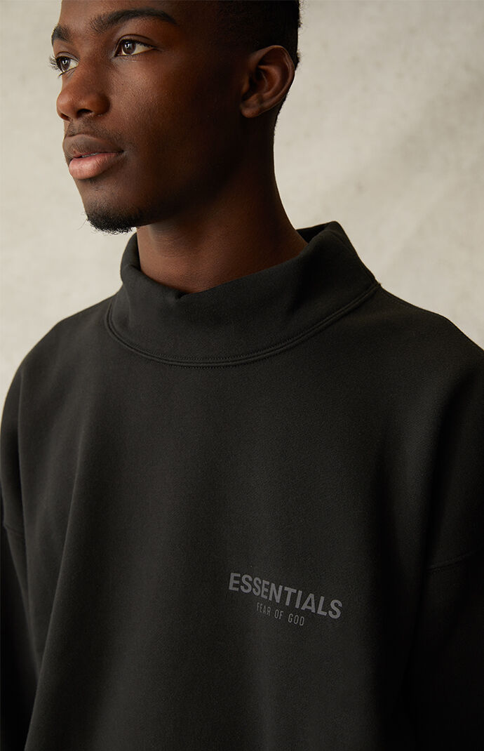 Essentials black mock sales neck pullover sweatshir