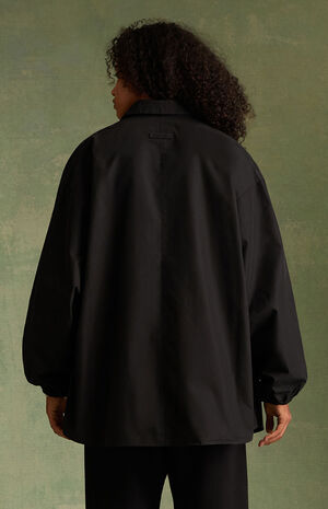 Jet Black Button Down Shirt Jacket image number 4