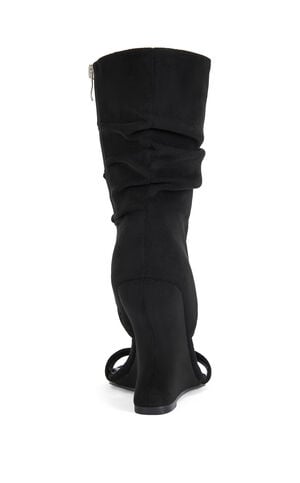 Women's Kyvelisa Black Slouchy Faux Suede Wedge Sandals image number 3