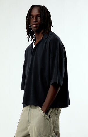 Black Solid Polo Shirt image number 2