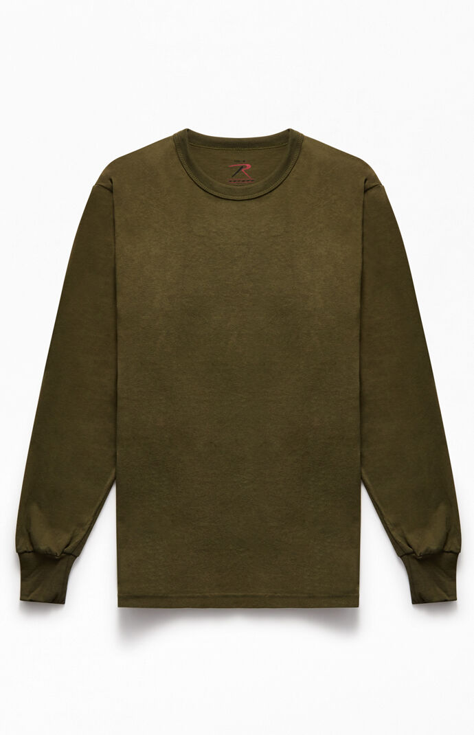 Olive Solid Long Sleeve T-Shirt