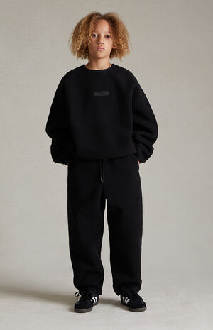 Essentials Jet Black Polar Fleece Crew Neck Sweatshirt image number 6