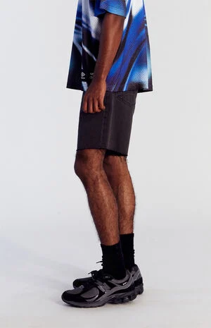 Black Cutoff Denim Shorts image number 4