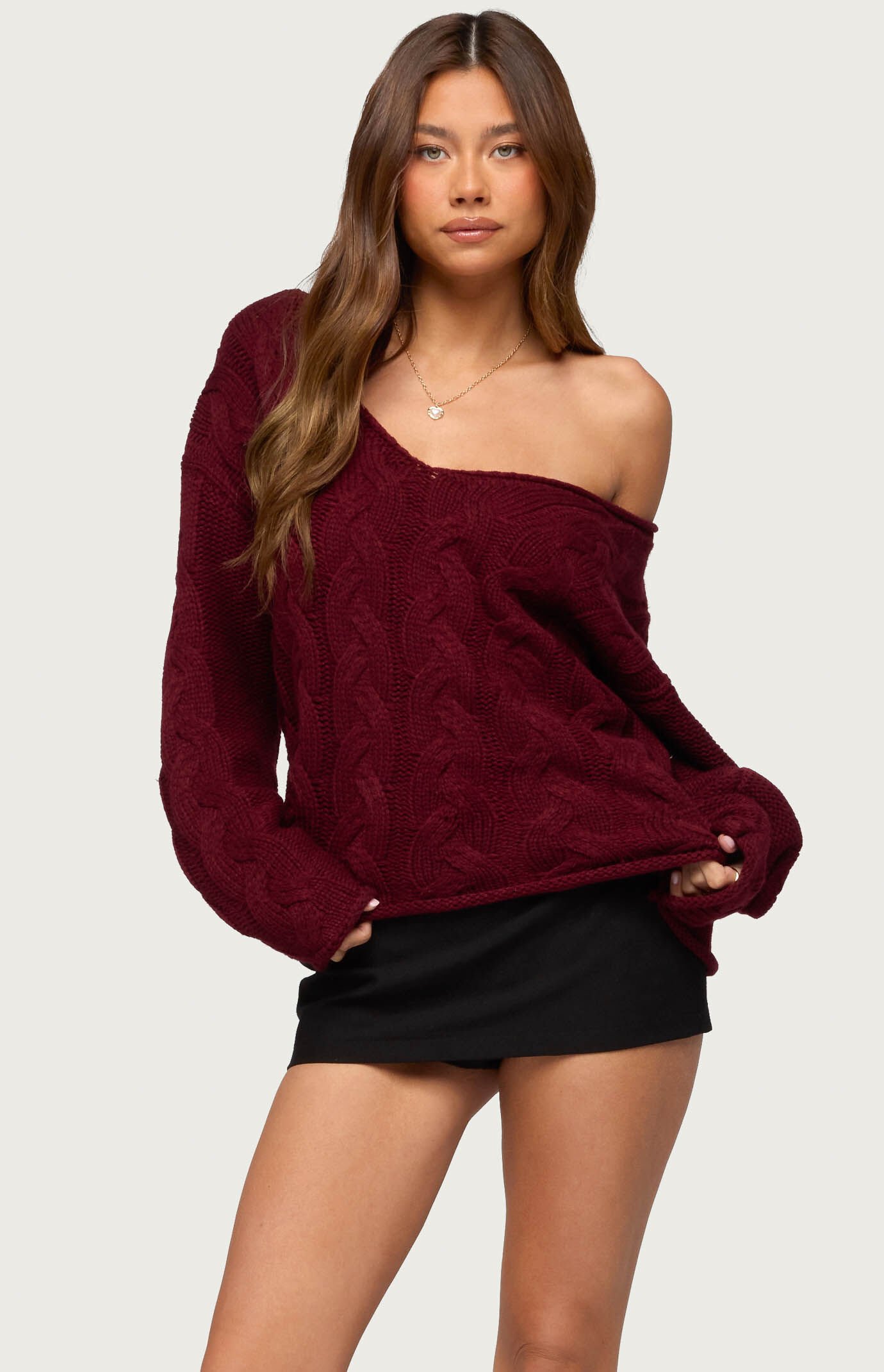 Edikted Inga Oversized Cable Knit Sweater