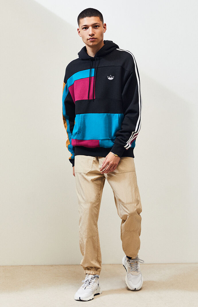 adidas asymmetrical blocked pullover hoodie