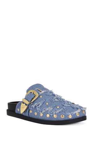 Women's Zale Studded Flat Denim Mules image number 2